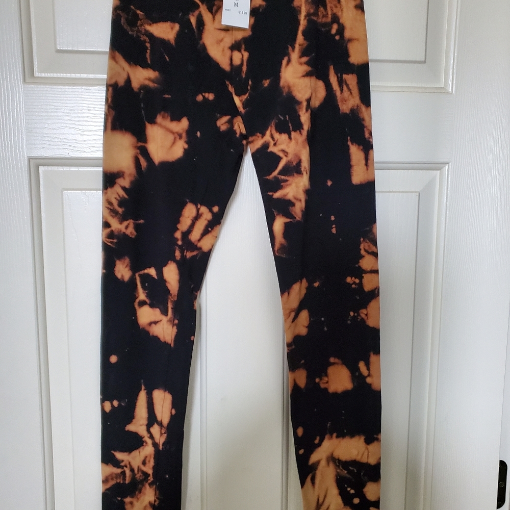 Leggings, black and tan, sz Sm to Med